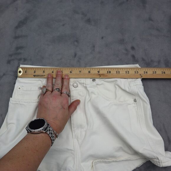 Original Jeanjer Shorts Womens 9 White High Rise Flat Front Double Button Zip - Picture 4 of 15